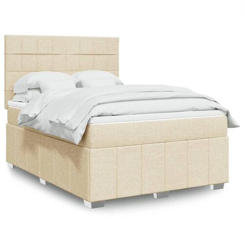 Kontinentalseng med madras 140x190 cm stof cremefarvet