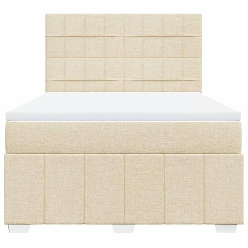 Kontinentalseng med madras 140x190 cm stof cremefarvet