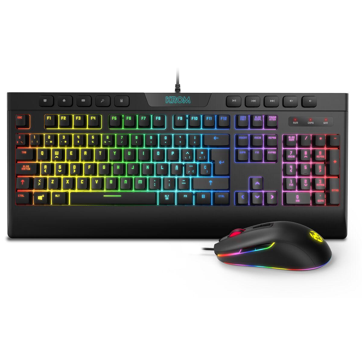 Gaming Tastatur Og Mus Krom Kalyos Rgb Sort