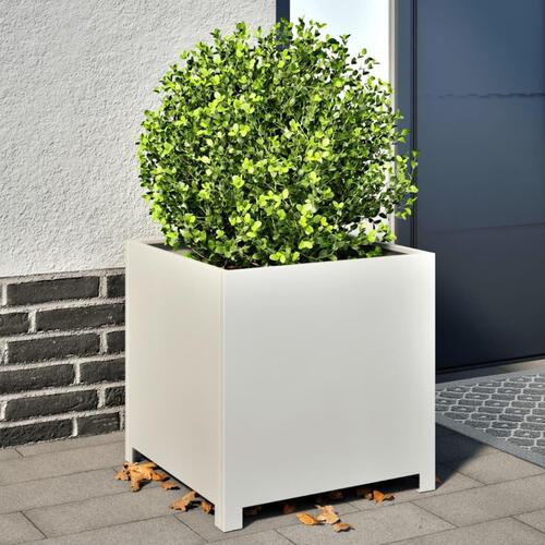 Plantekrukke 50x50x50 cm stål hvid