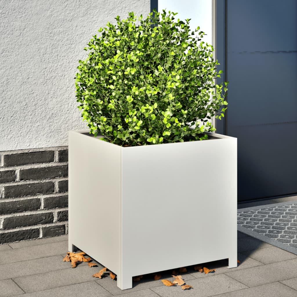 Plantekrukke 50x50x50 cm stål hvid