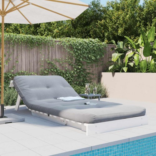 Futon med madras 80 x 206 cm - hvid/grå