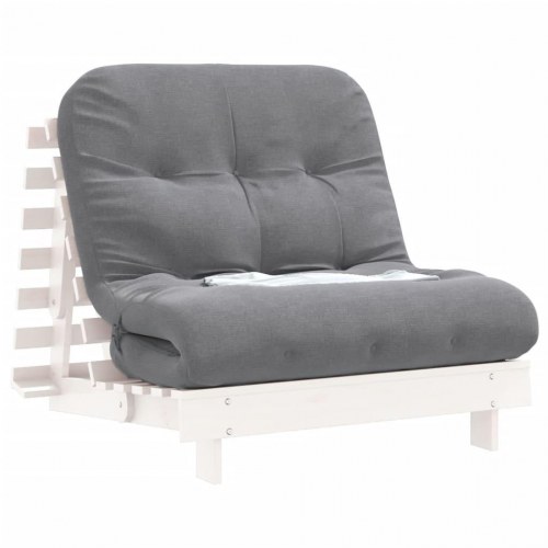 Futon med madras 80 x 206 cm - hvid/grå