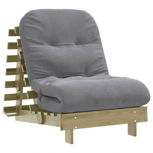 Futon med madras i imprægneret fyrretræ - 70 x 206 cm