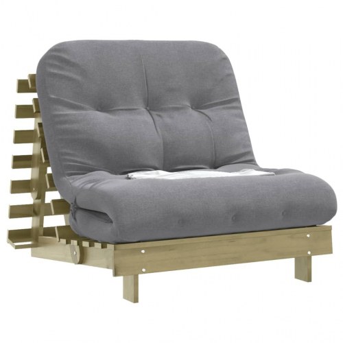 Futon med madras i massivt fyrretræ 80 x 206 cm