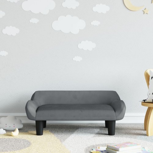 Børnesofa i velour 70 × 40 × 24 cm - mørkegrå