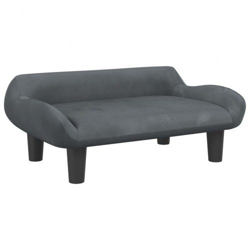 Børnesofa i velour 70 × 40 × 24 cm - mørkegrå