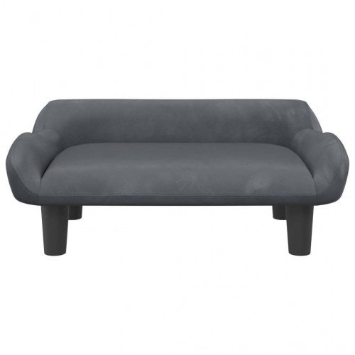 Børnesofa i velour 70 × 40 × 24 cm - mørkegrå