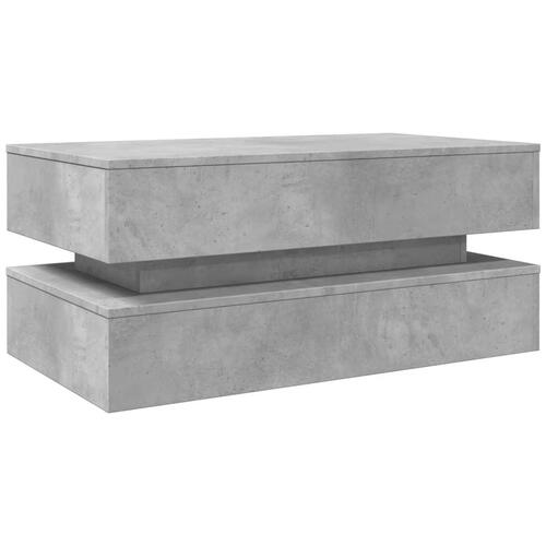 Sofabord med LED-lys 90x50x40 cm betongrå