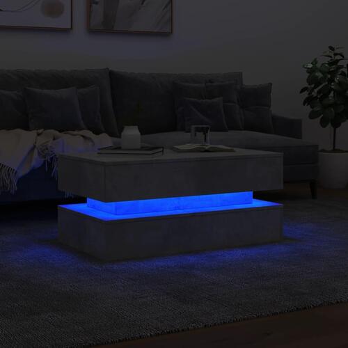 Sofabord med LED-lys 90x50x40 cm betongrå