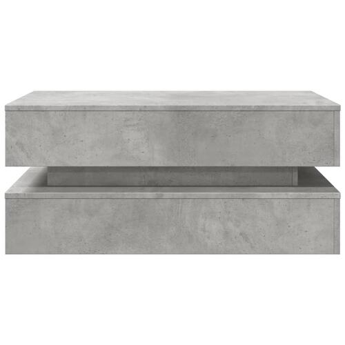 Sofabord med LED-lys 90x50x40 cm betongrå