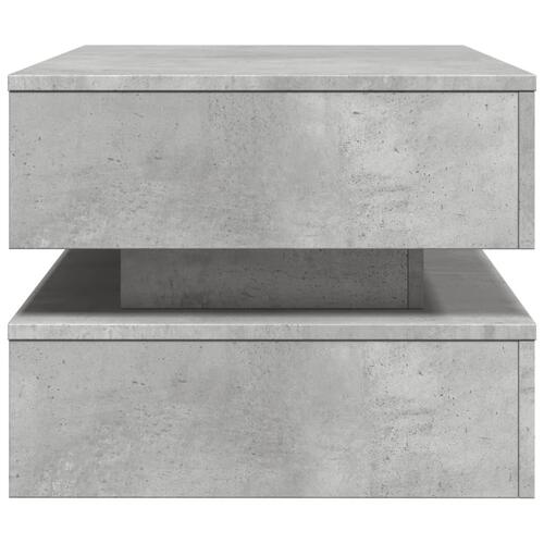 Sofabord med LED-lys 90x50x40 cm betongrå