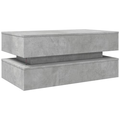 Sofabord med LED-lys 90x50x40 cm betongrå
