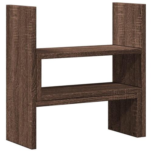 Hylde til skrivebord 40x17x41 cm konstrueret træ brunt eg