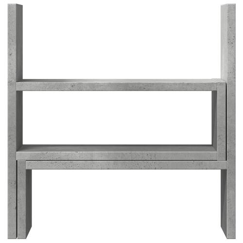 Hylde til skrivebord 40x17x41 cm konstrueret træ betongrå