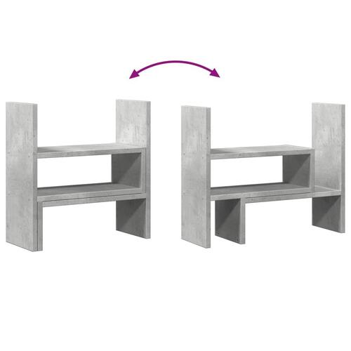 Hylde til skrivebord 40x17x41 cm konstrueret træ betongrå