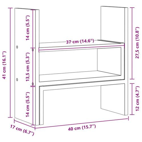 Hylde til skrivebord 40x17x41 cm konstrueret træ betongrå