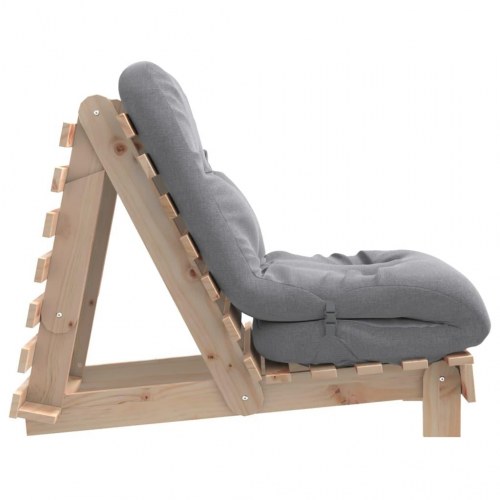 Futon med madras 60 x 206 x 11 cm - massivt fyrretræ/grå
