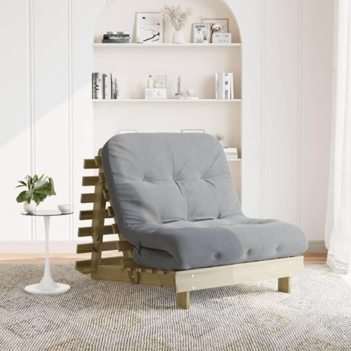 Futon med madras 90x206x11 cm massivt fyrretræ