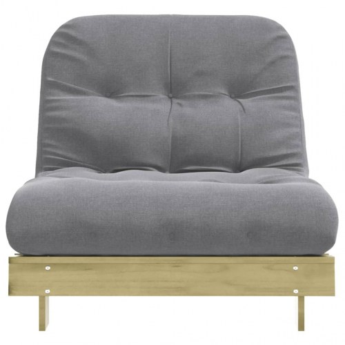 Futon med madras 90x206x11 cm massivt fyrretræ