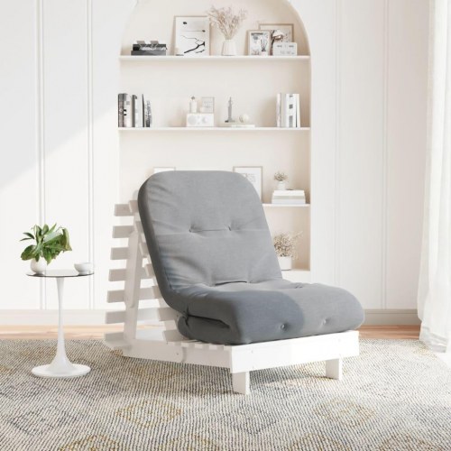 Futon med madras 70 x 206 x 11 cm - hvid/grå