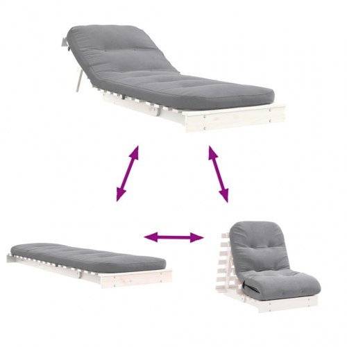 Futon med madras 70 x 206 x 11 cm - hvid/grå