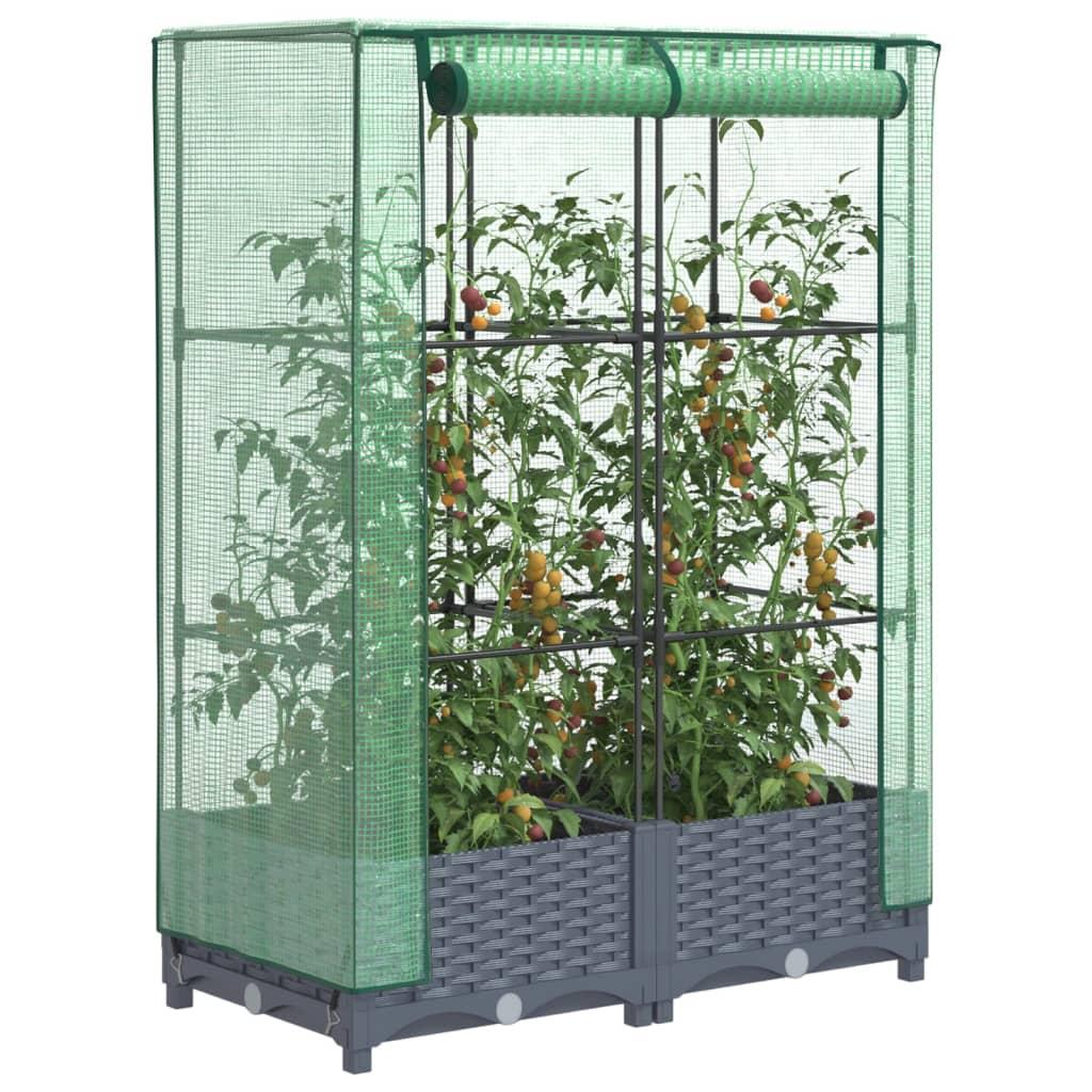 Højbed med drivhusovertræk 80x40x123 cm rattan-look