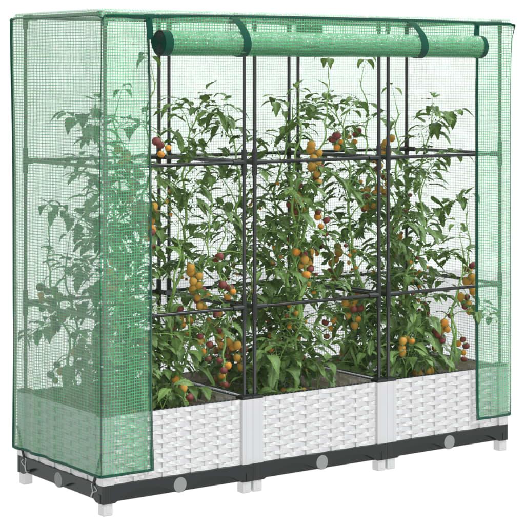 Højbed med drivhusovertræk 120x40x123 cm rattan-look