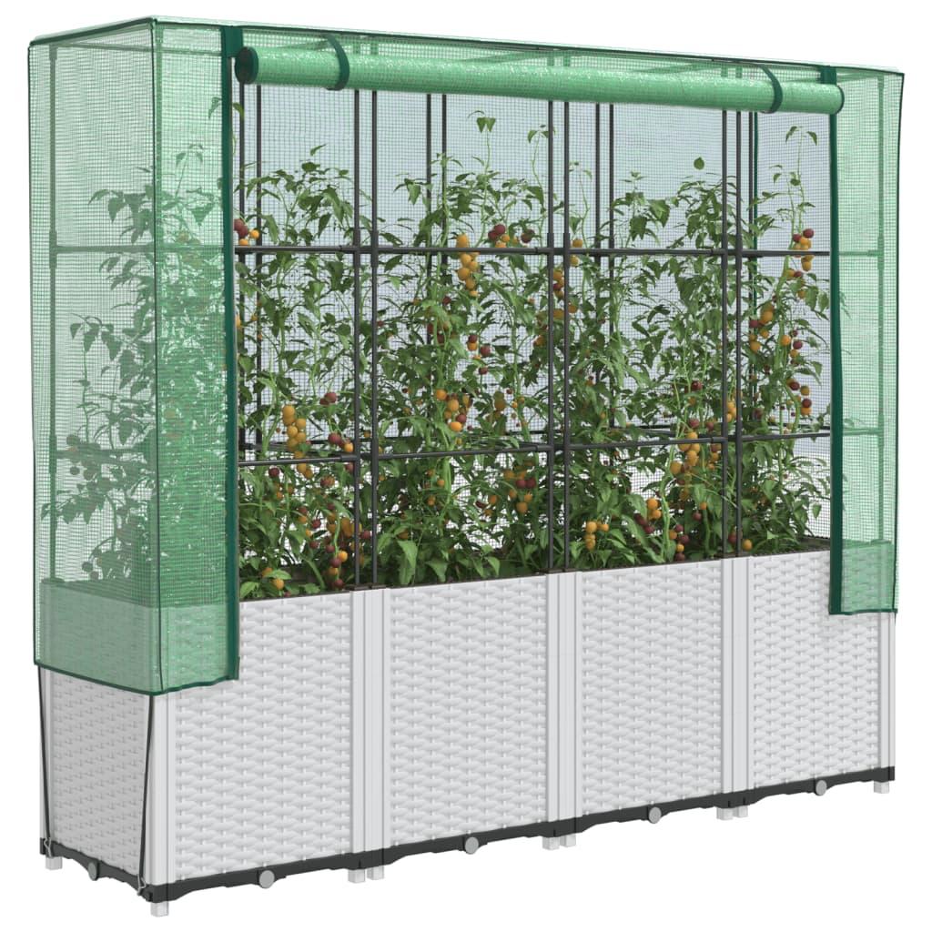 Højbed med drivhusovertræk 160x40x153 cm rattan-look