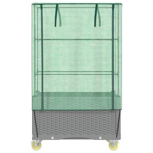 Højbed med overtræk og hjul 80x50x182 cm rattan-look