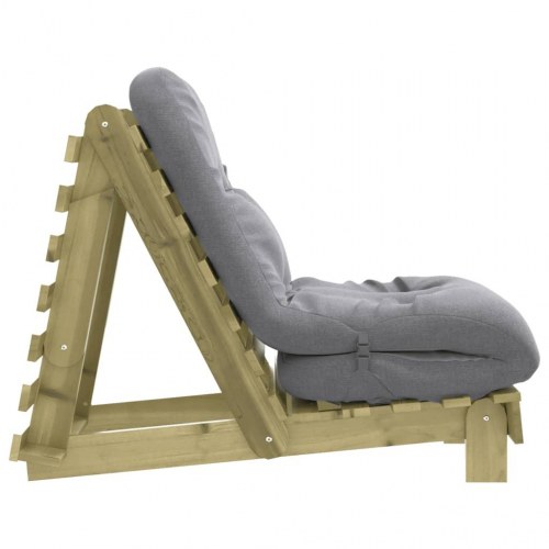 Futon med madras i massivt fyrretræ - grå