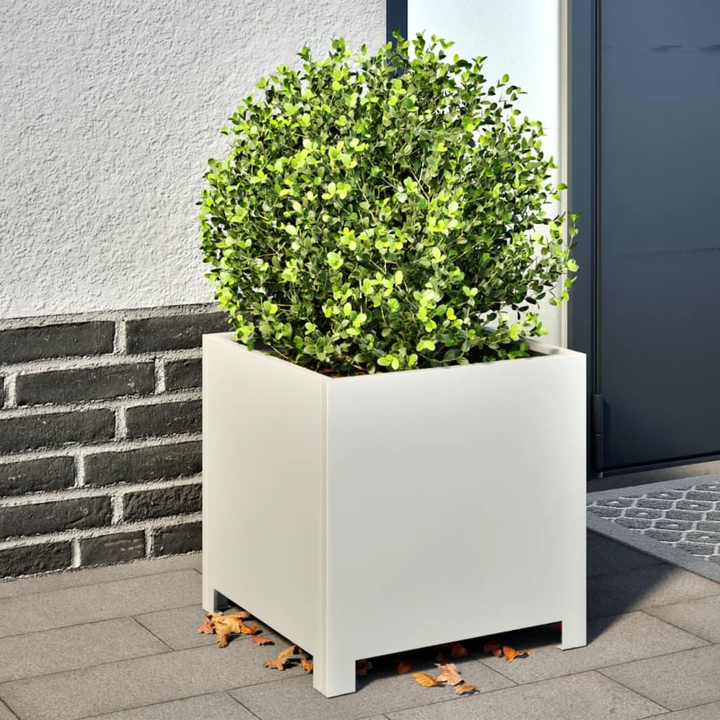 Plantekrukke 40x40x40 cm stål hvid