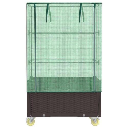 Højbed med overtræk og hjul 80x50x182 cm rattan-look