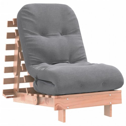 Futon med madras i massivt douglasgran - grå, 60 x 206 cm