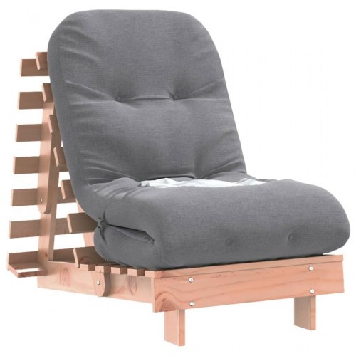 Futon med madras i massivt douglasgran - grå, 60 x 206 cm