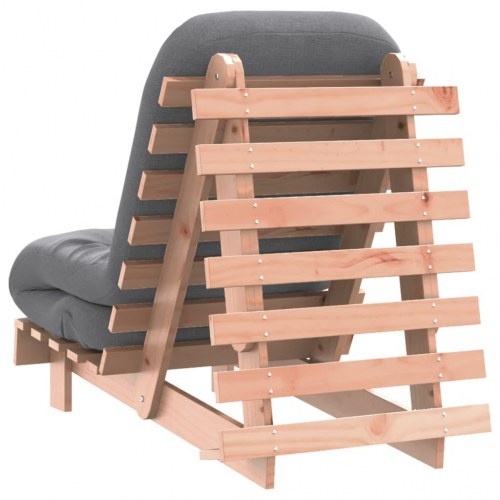 Futon med madras i massivt douglasgran - grå, 60 x 206 cm