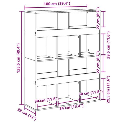 Rumdeler 100x33x125,5 cm konstrueret træ egetræsfarve