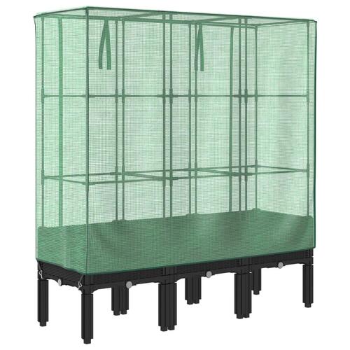 Højbed med drivhusovertræk 120x40x140 cm rattan-look