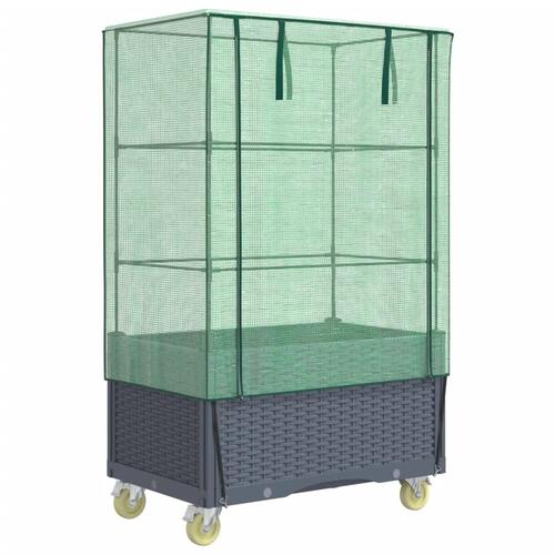 Højbed med overtræk og hjul 80x50x182 cm rattan-look