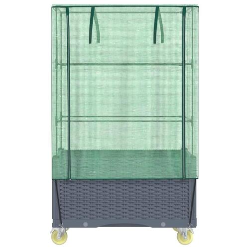 Højbed med overtræk og hjul 80x50x182 cm rattan-look