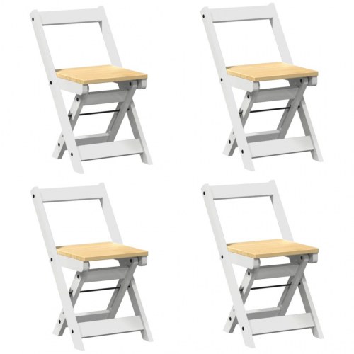 Spisebordsstole 4 stk. Corona foldbare massivt fyrretræ hvid