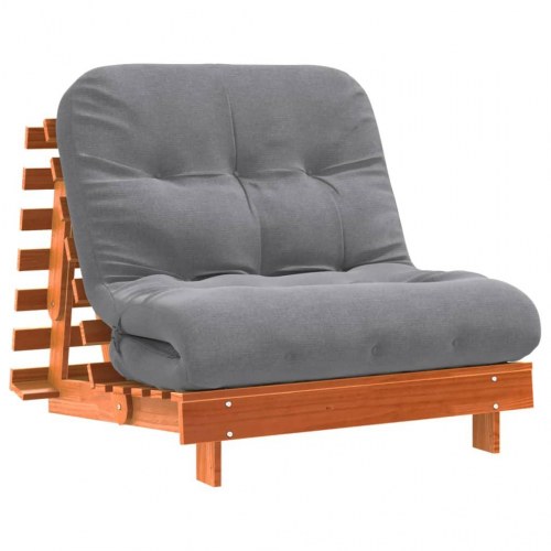 Futon med madras i massivt fyrretræ - 80 x 206 x 11 cm