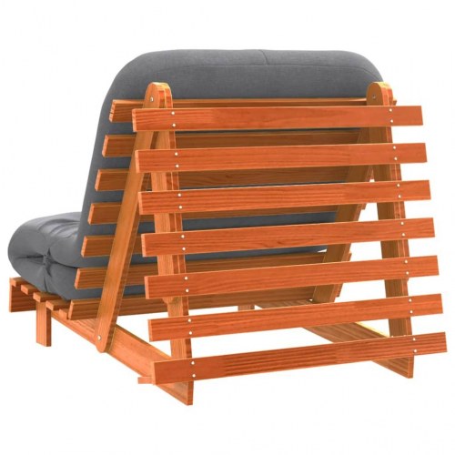 Futon med madras i massivt fyrretræ - 80 x 206 x 11 cm