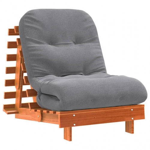 Futon med madras 70 x 206 x 11 cm - gyldenbrun/grå