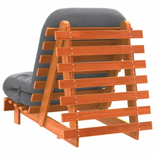 Futon med madras 70 x 206 x 11 cm - gyldenbrun/grå