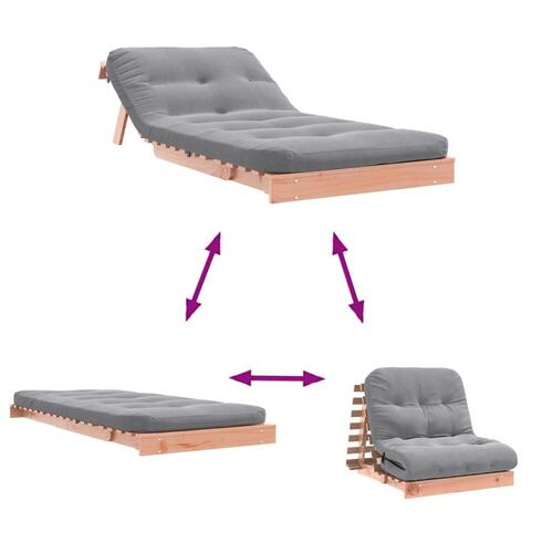 Futon med madras 90x206x11 cm massivt fyrretræ