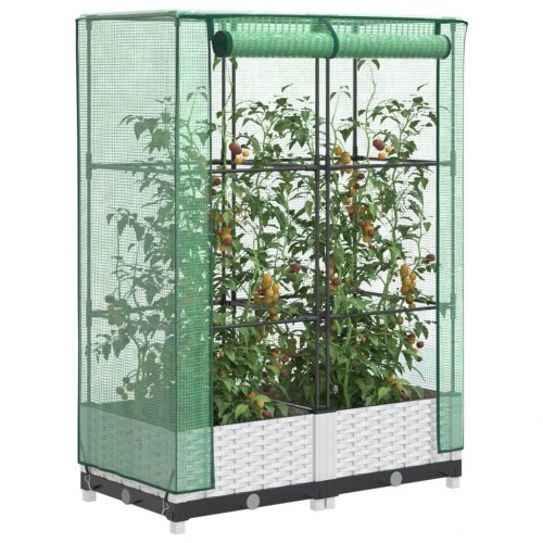 Højbed med drivhusovertræk 80x40x123 cm rattan-look