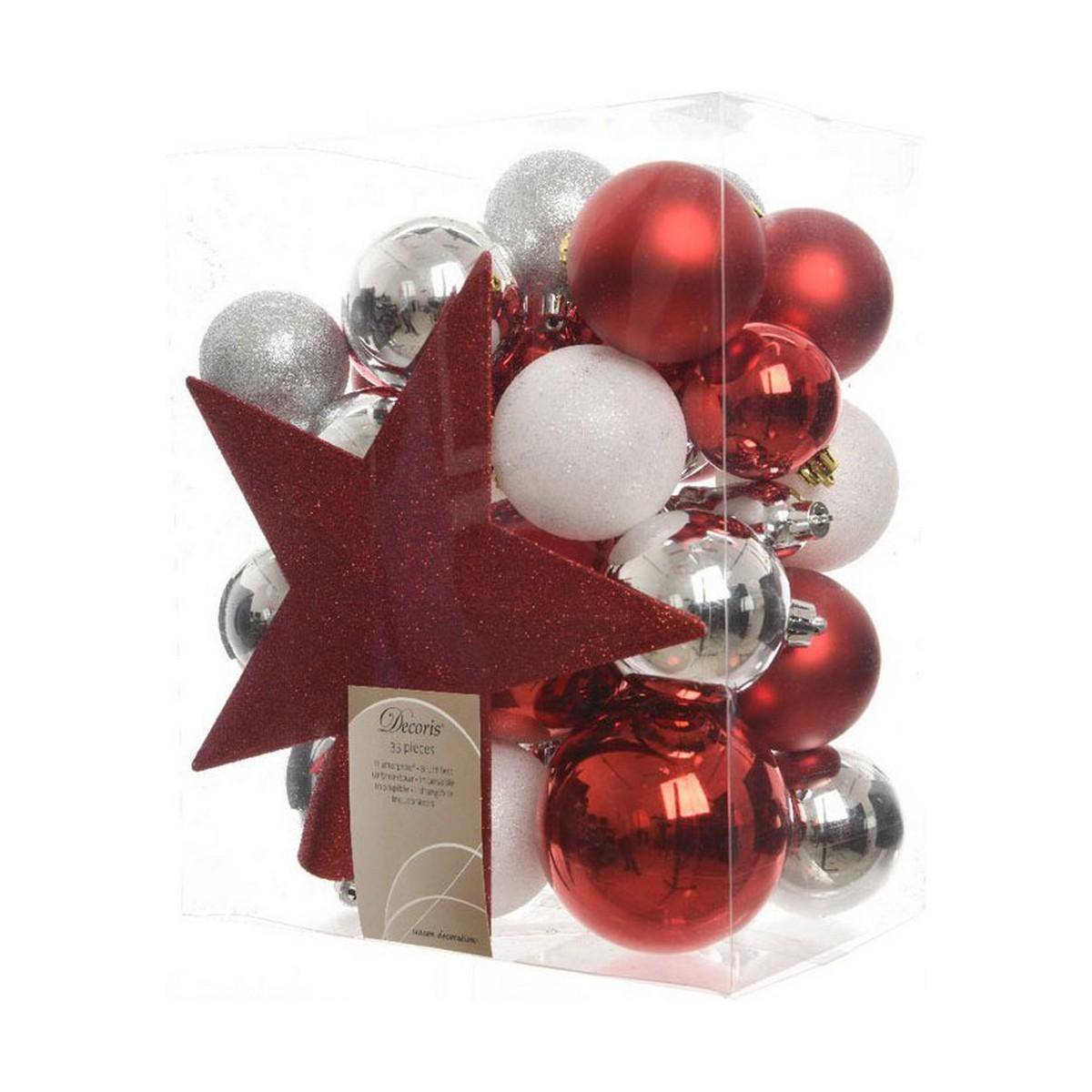 Julekugler Decoris 33 Dele Rojo/Blanco