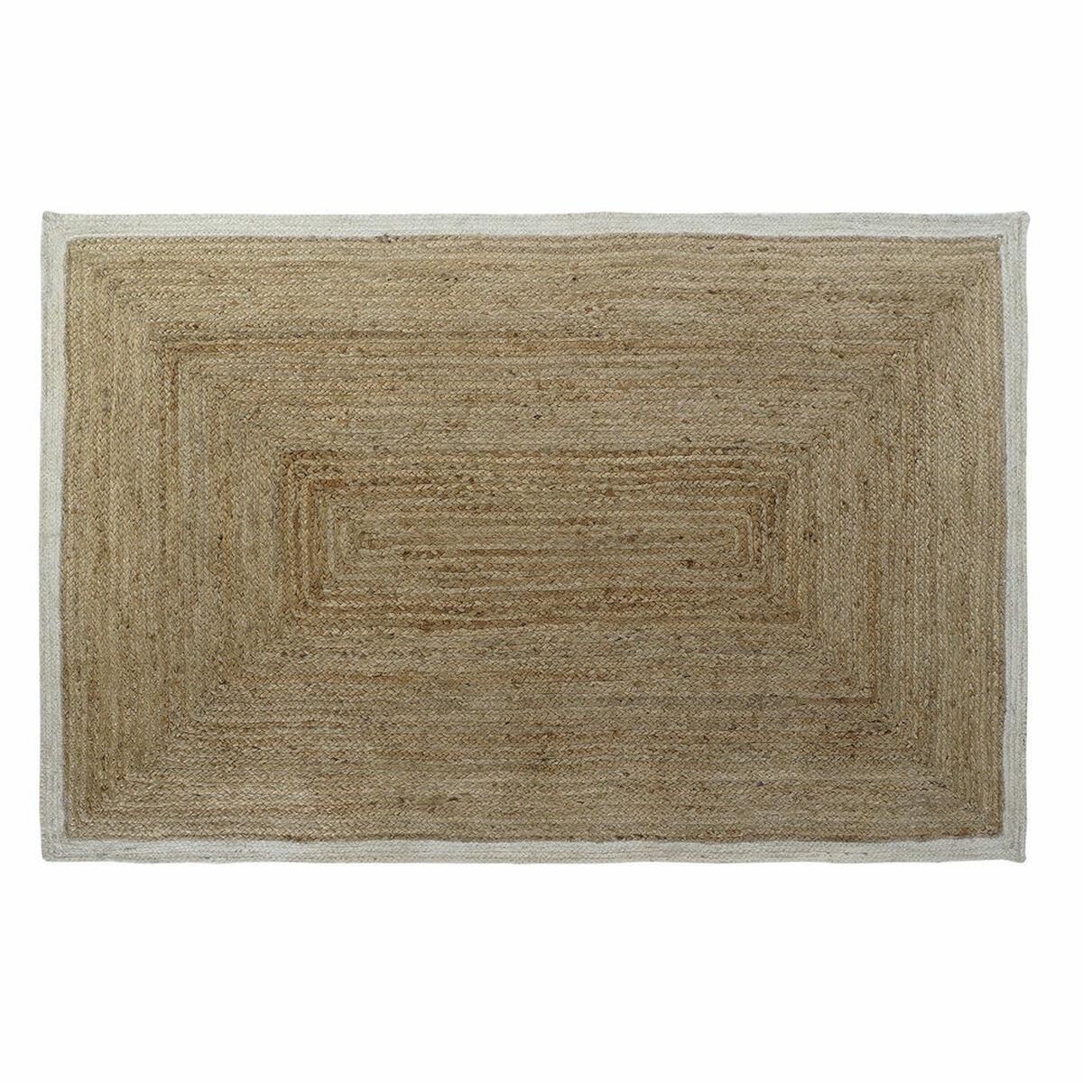 Tæppe Scandi Polyester Bomuld Hvid Lys brun Jute 120 x 180 x 1 cm