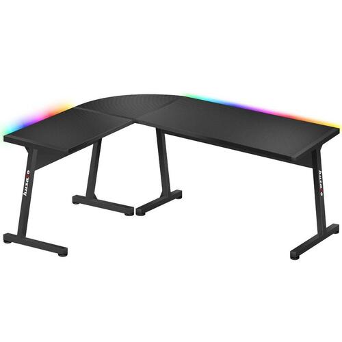 Skrivebord Gaming Huzaro HZ-Hero 6.0 Black RGB Sort Stål Kulfiber 147 x 74 x 112 cm